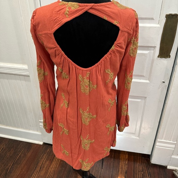 Free People Embroidered Burnt Orange Size S - Picture 4 of 8